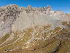 The unesco sardona tectonicarena and the stunning Tschingelhorns above Flims and Elm