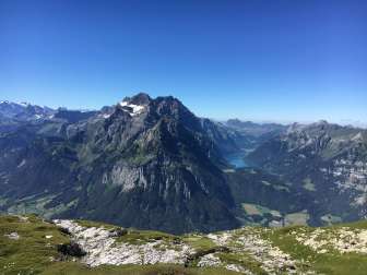 View from the Schilt to the Glärnisch massif and Klöntalersee