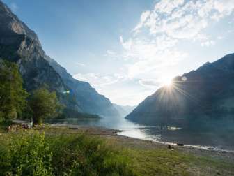 Klöntalersee with undeveloped shores