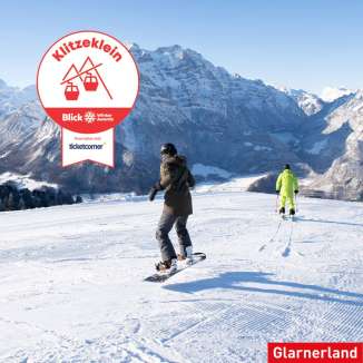 Logo of the Blick Winter Awards with someone going down the slope with a snowboard and another person with ski, in the background and red font and the Logo and which category they are in.