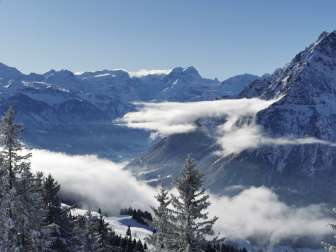 Tödi in the background and sea of fog in Glarus Süd