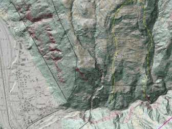 Das Rutschgebiet oberhalb von Matt ist gelb umrandet