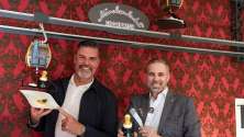 Pascal Zuberbühler and Martin Nydegger with the newly opened egg-gondola express at the Märchenhotel Braunwald