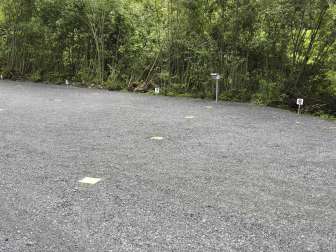 Parking spaces in the parking lot of the Braunwaldbahnen